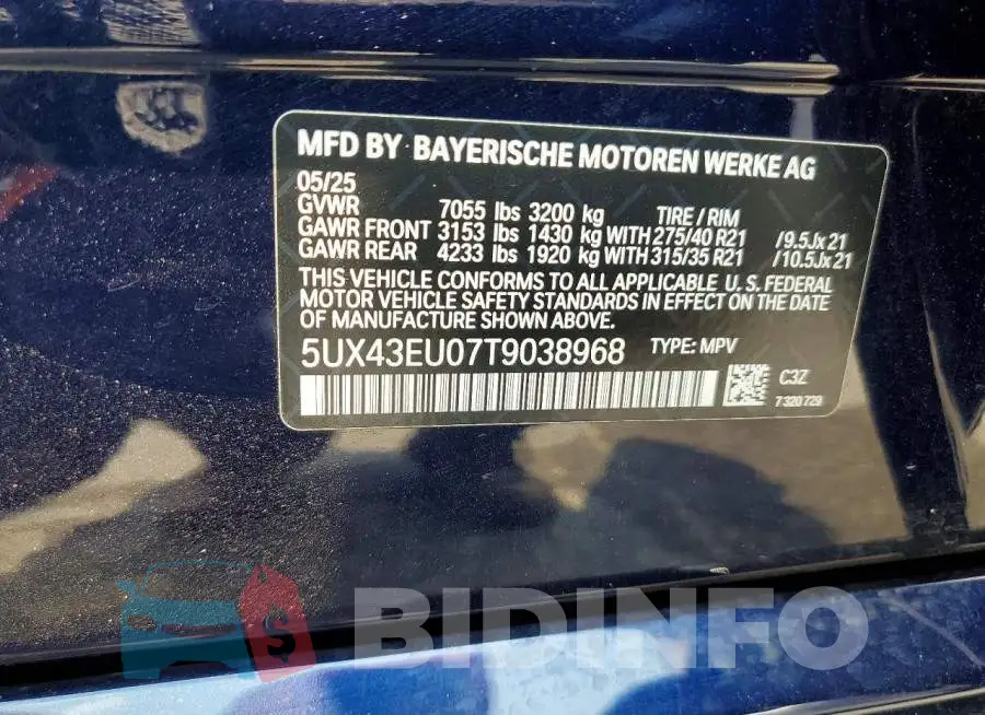 5UX43EU07T9038968 Photo# 13