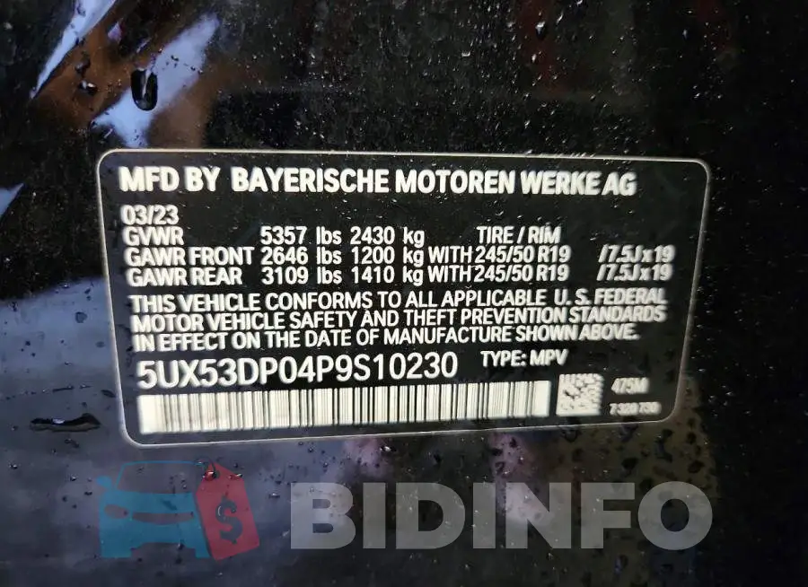 5UX53DP04P9S10230 Photo# 13