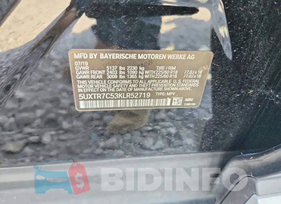 5UXTR7C53KLR52719 Photo# 12