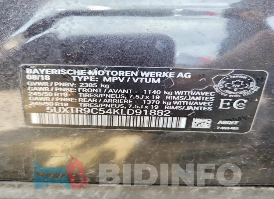 5UXTR9C54KLD91882 Photo# 13