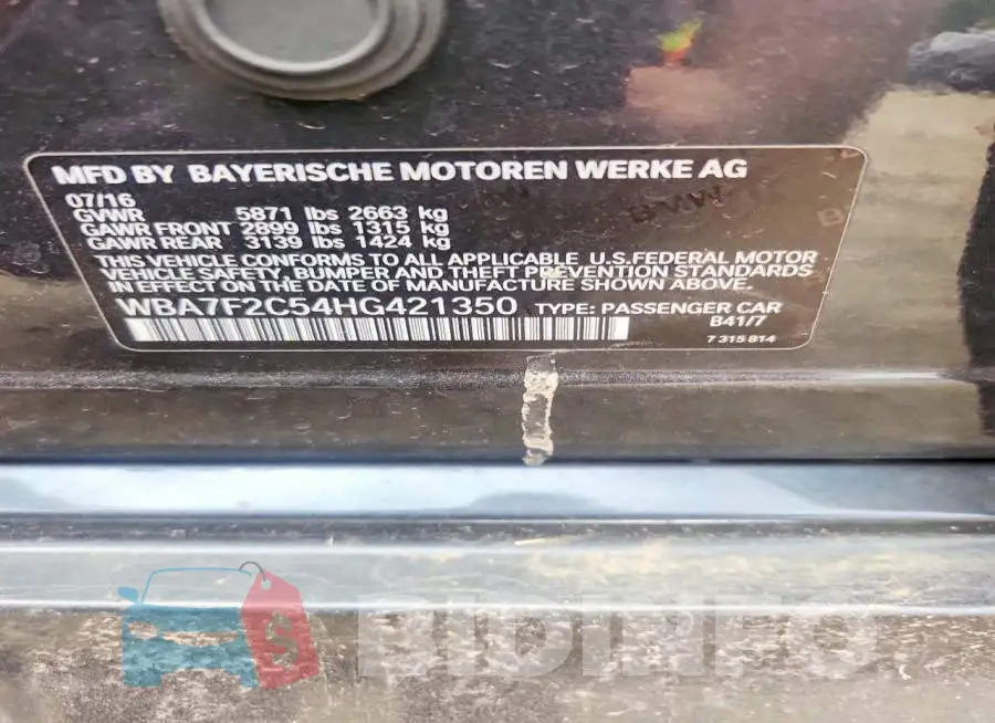WBA7F2C54HG421350 Photo# 12
