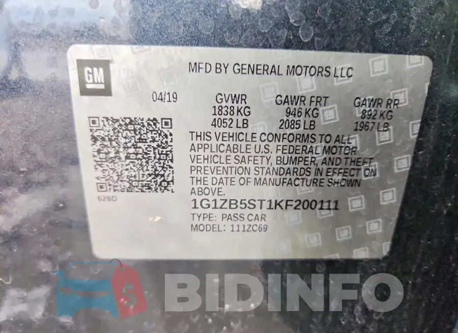 1G1ZB5ST1KF200111 Photo# 12