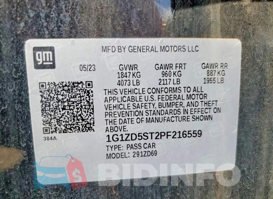 1G1ZD5ST2PF216559 Photo# 12
