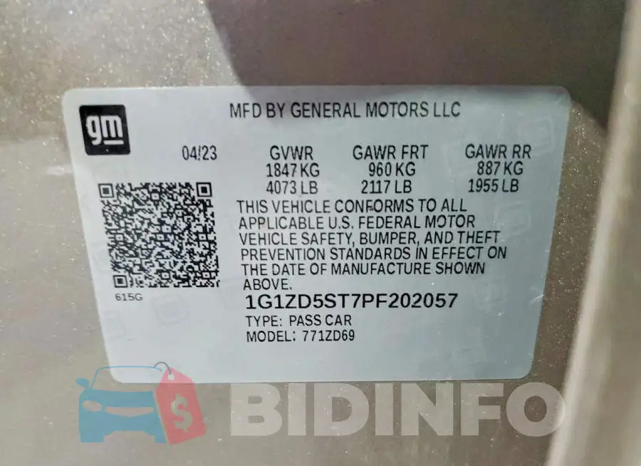 1G1ZD5ST7PF202057 Photo# 13