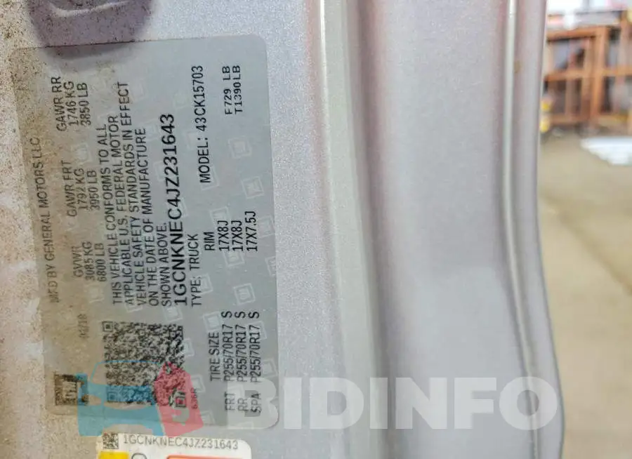 1GCNKNEC4JZ231643 Photo# 12