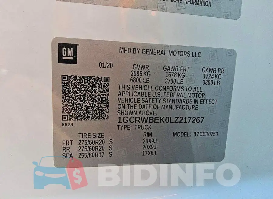 1GCRWBEK0LZ217267 Photo# 12
