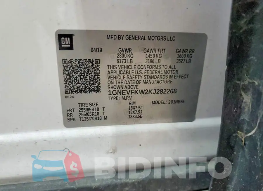 1GNEVFKW2KJ282268 Photo# 14