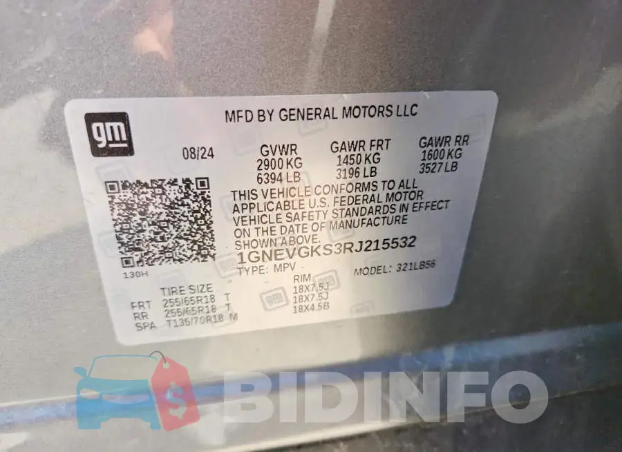 1GNEVGKS3RJ215532 Photo# 13
