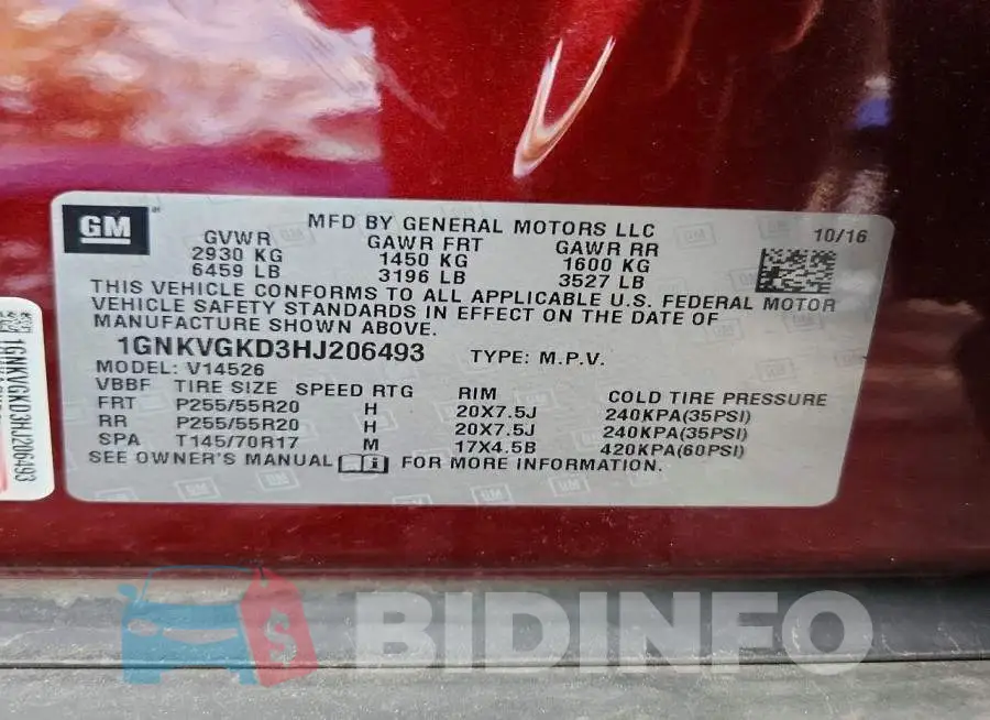 1GNKVGKD3HJ206493 Photo# 13