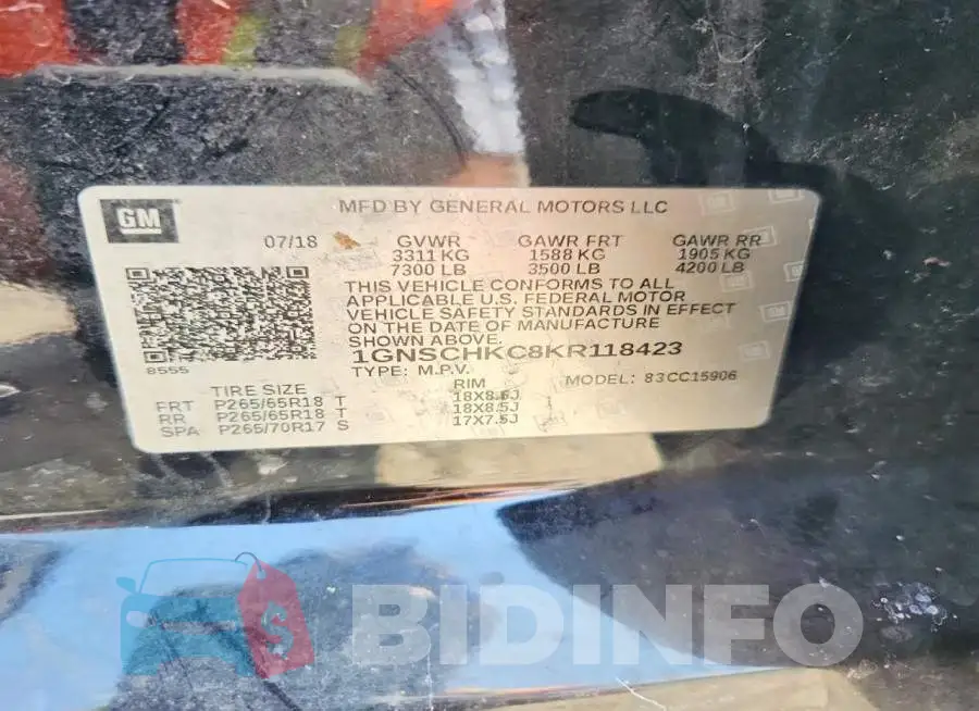 1GNSCHKC8KR118423 Photo# 13