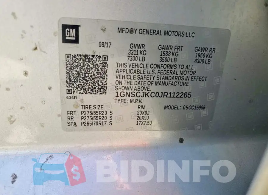 1GNSCJKC0JR112265 Photo# 14