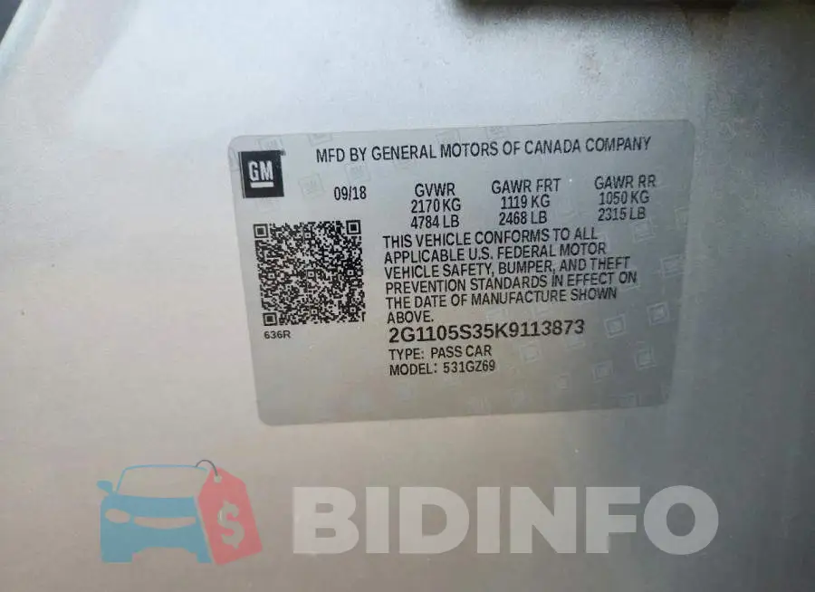 2G1105S35K9113873 Photo# 12