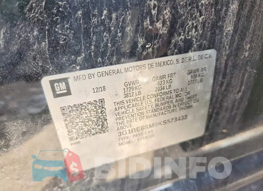 3G1BE6SM9KS573433 Photo# 13