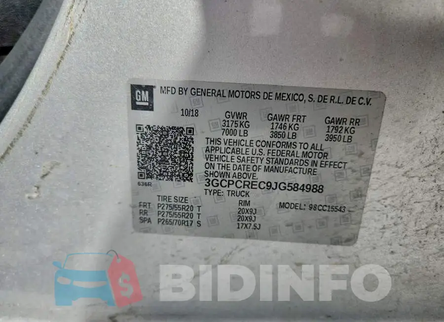 3GCPCREC9JG584988 Photo# 12