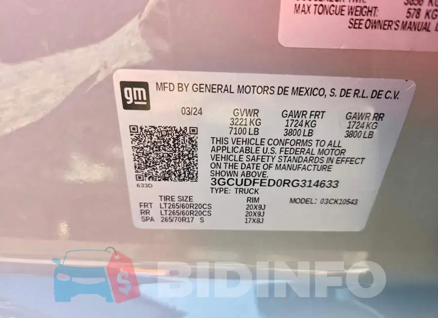 3GCUDFED0RG314633 Photo# 13
