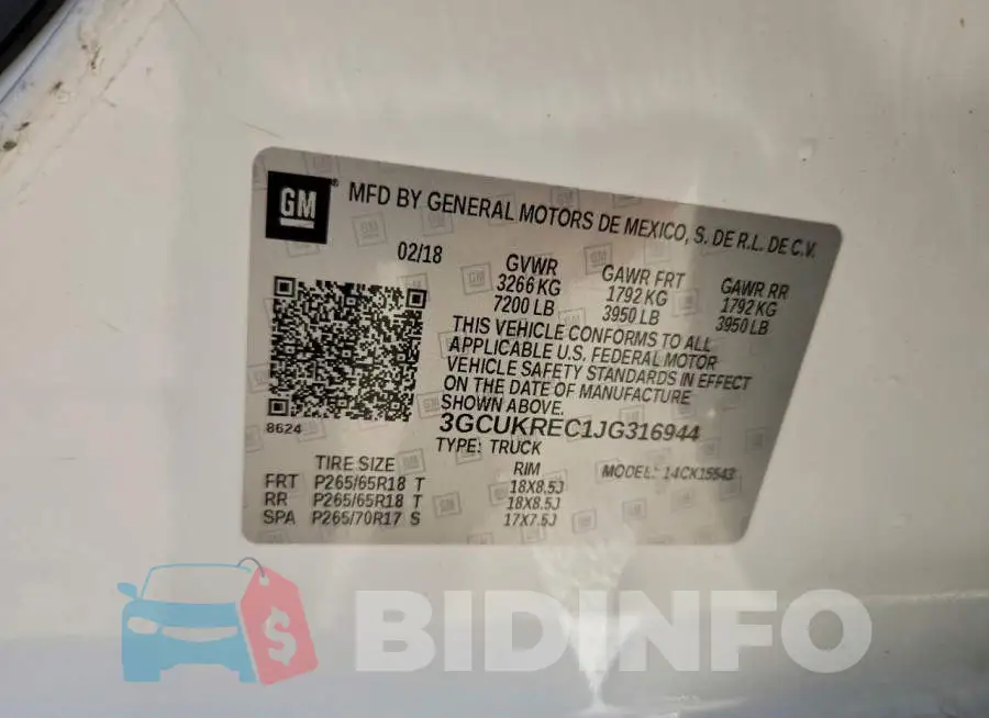 3GCUKREC1JG316944 Photo# 12