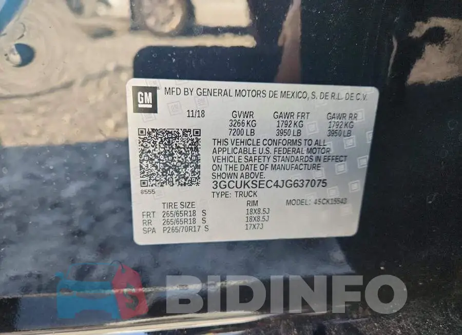 3GCUKSEC4JG637075 Photo# 12