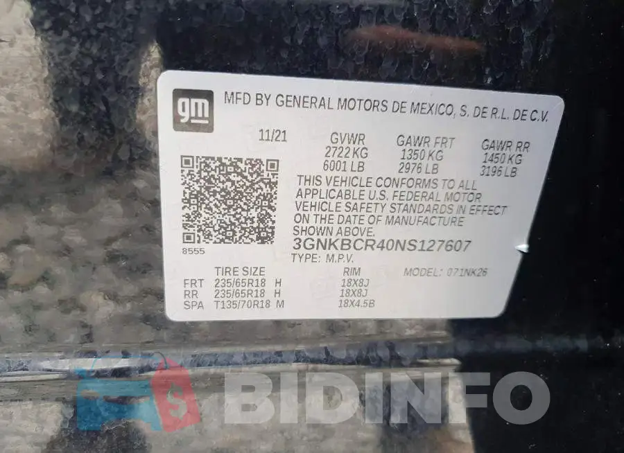 3GNKBCR40NS127607 Photo# 13