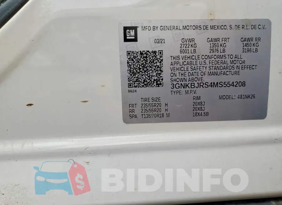 3GNKBJRS4MS554208 Photo# 13