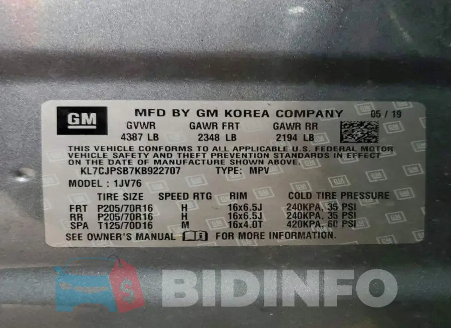 KL7CJPSB7KB922707 Photo# 13