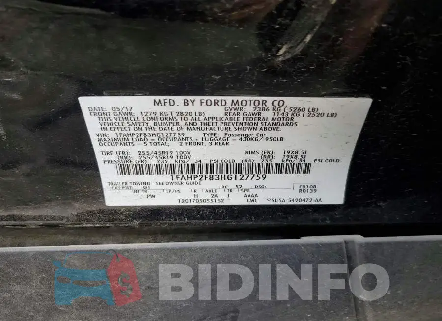 1FAHP2F83HG127759 Photo# 12