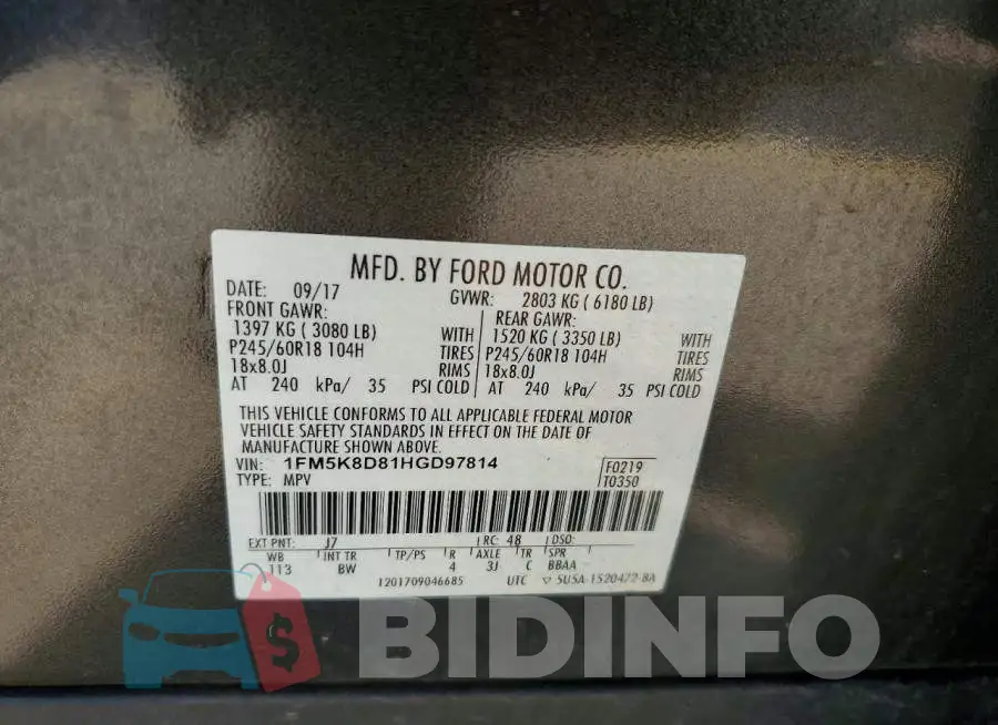 1FM5K8D81HGD97814 Photo# 13