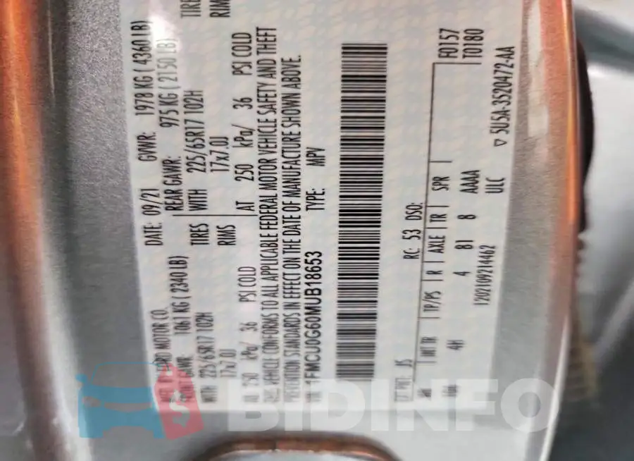 1FMCU0G60MUB18653 Photo# 13
