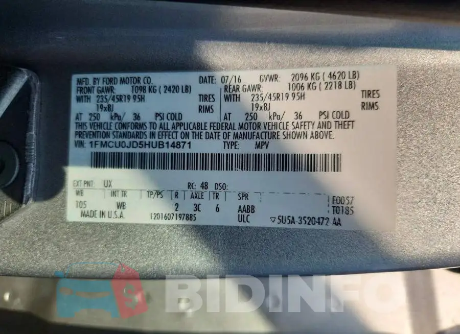 1FMCU0JD5HUB14871 Photo# 13