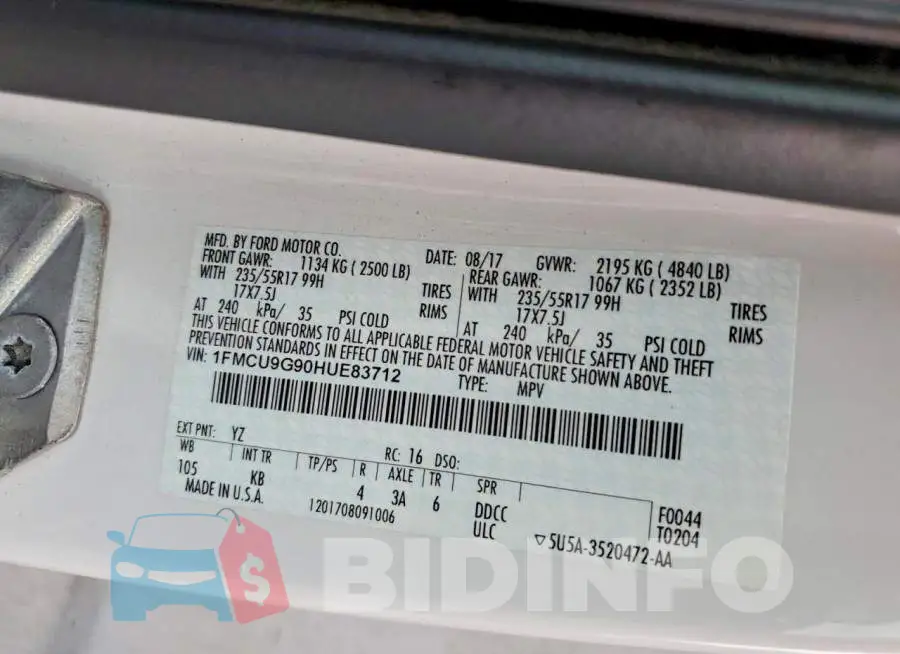 1FMCU9G90HUE83712 Photo# 13