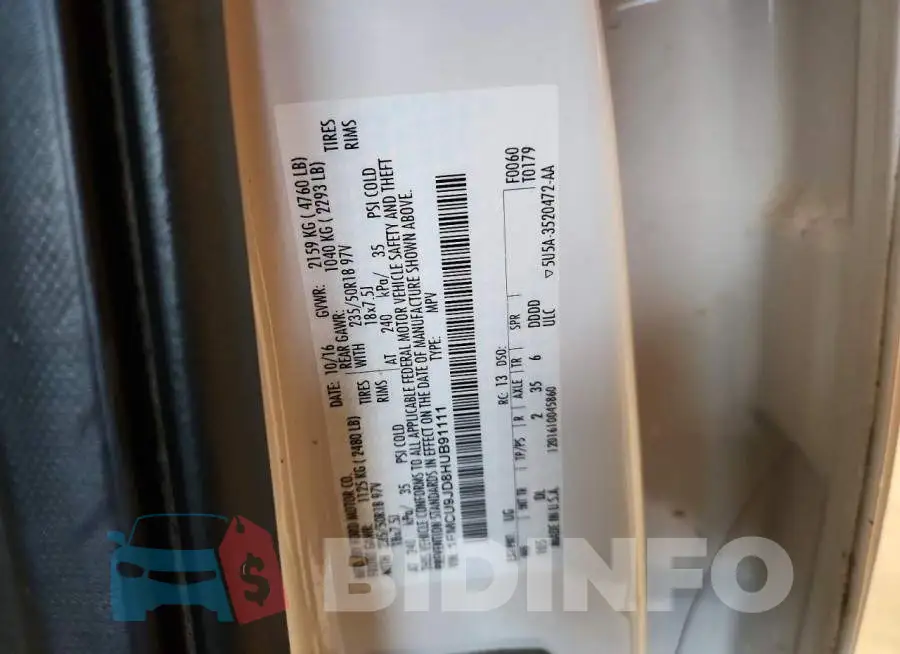 1FMCU9JD8HUB91111 Photo# 13