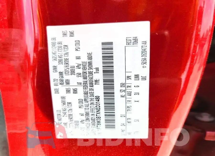 1FT8W3BTXNED31480 Photo# 12