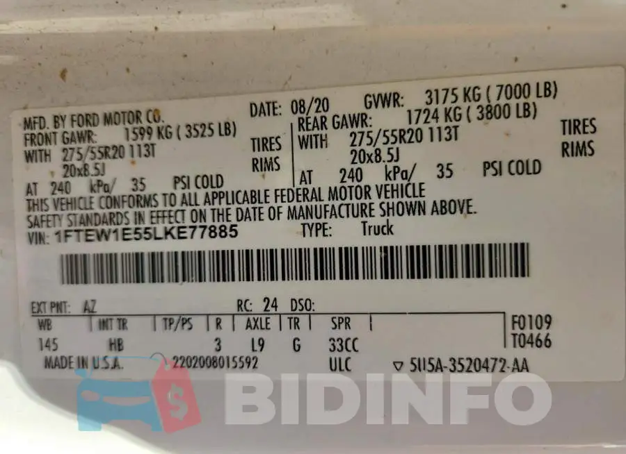 1FTEW1E55LKE77885 Photo# 13