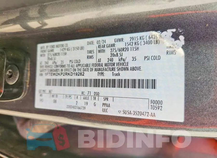 1FTEW2KP2RKD19282 Photo# 12