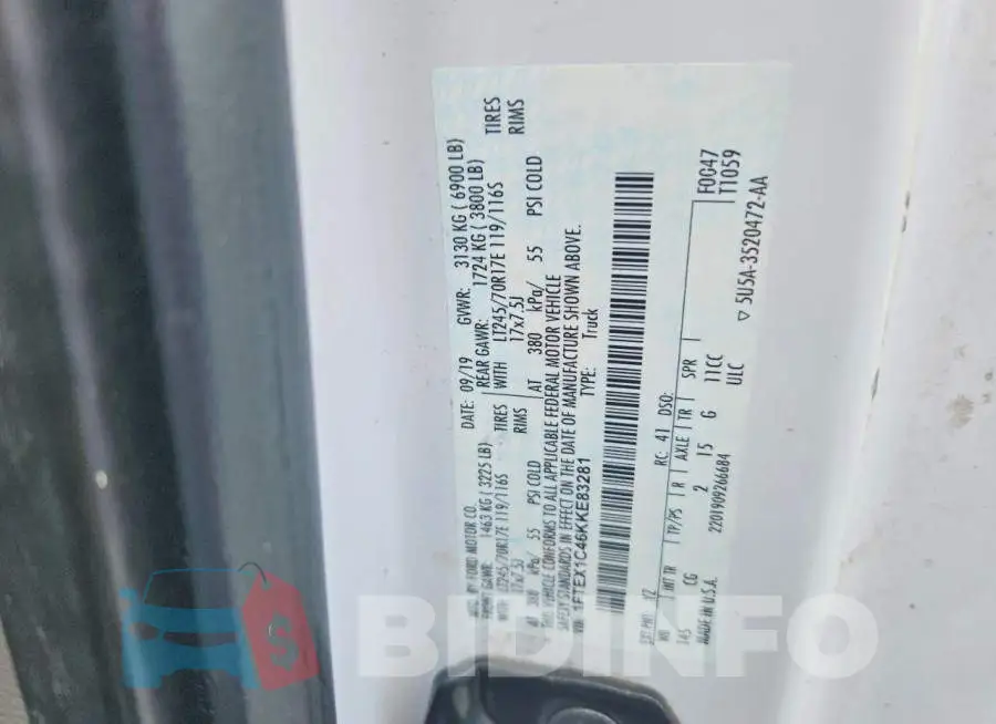 1FTEX1C46KKE83281 Photo# 12
