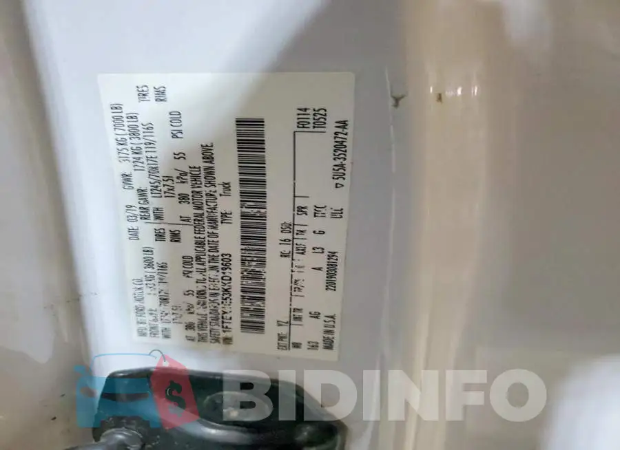 1FTEX1E53KKD18603 Photo# 12