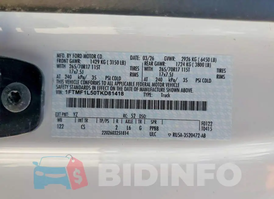 1FTMF1L50TKD81418 Photo# 12
