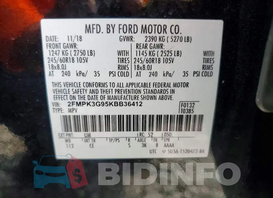 2FMPK3G95KBB36412 Photo# 12
