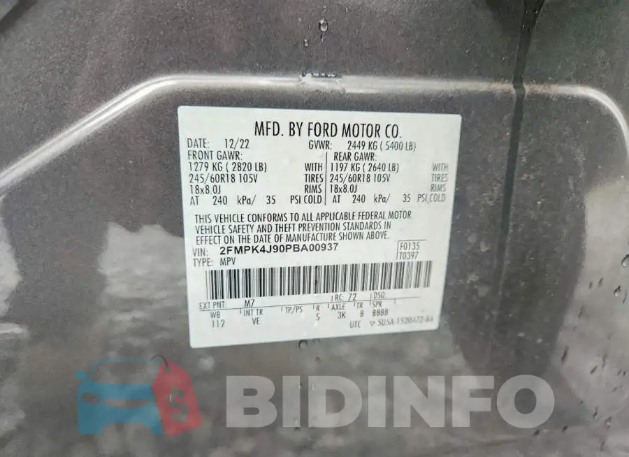 2FMPK4J90PBA00937 Photo# 12