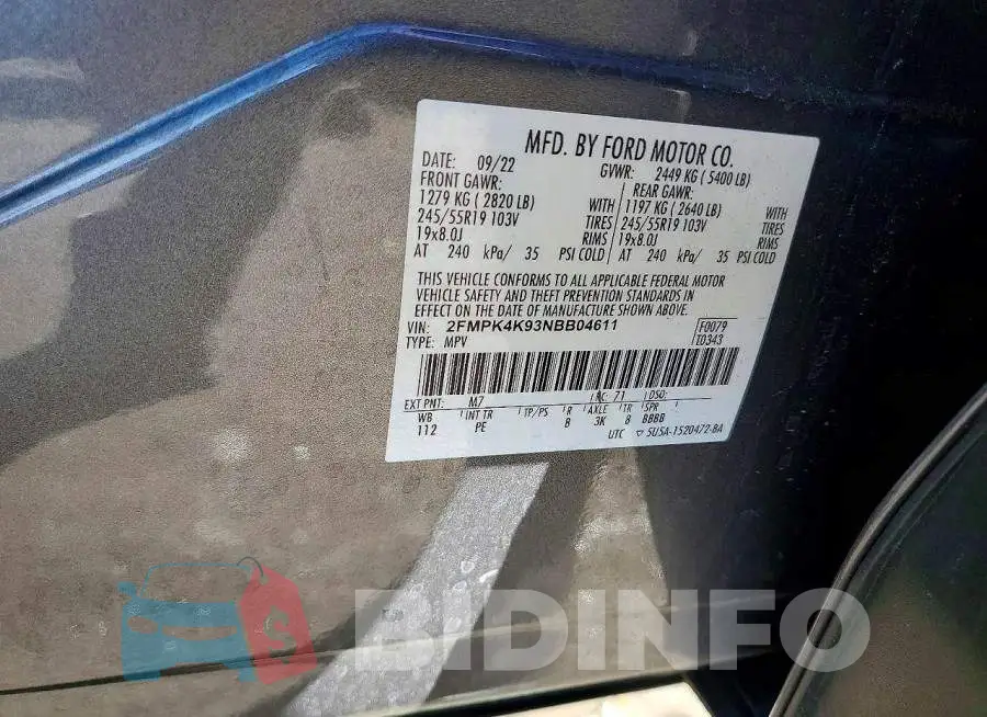 2FMPK4K93NBB04611 Photo# 13