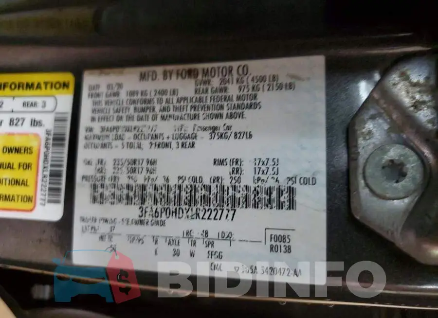 3FA6P0HDXLR222777 Photo# 12