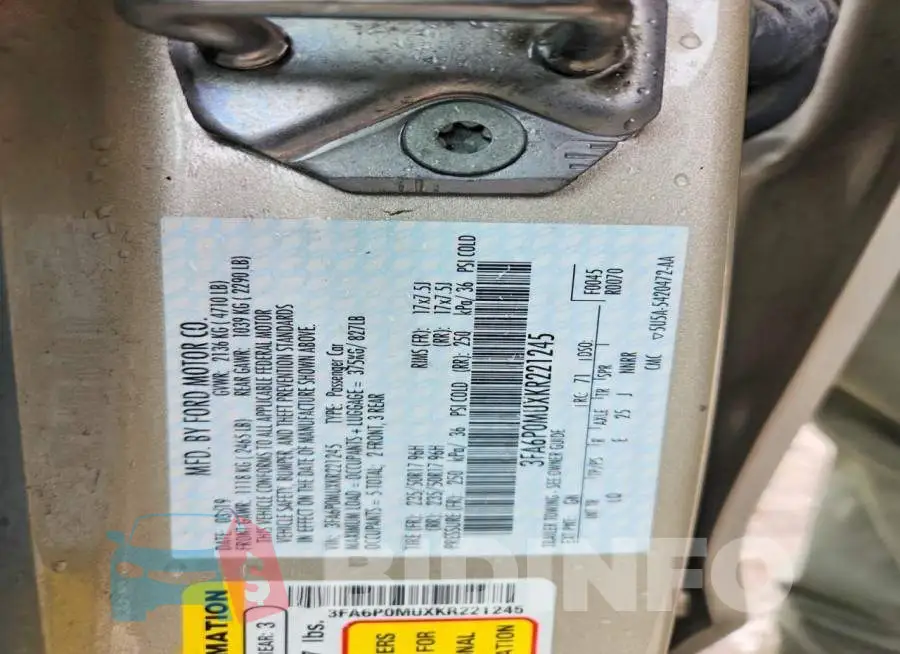 3FA6P0MUXKR221245 Photo# 12