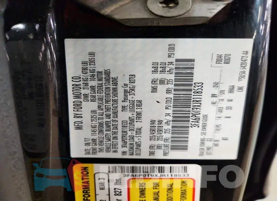 3FA6P0T9XJR118533 Photo# 12