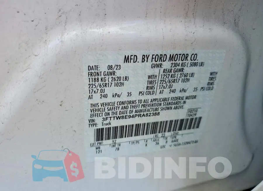 3FTTW8E94PRA82388 Photo# 13