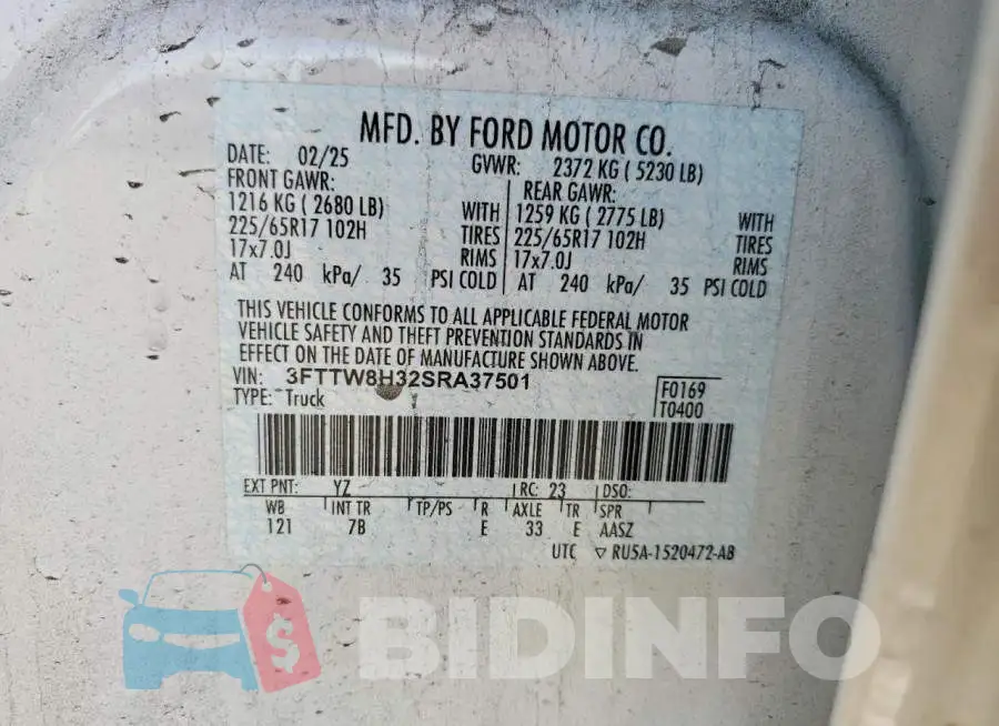 3FTTW8H32SRA37501 Photo# 12
