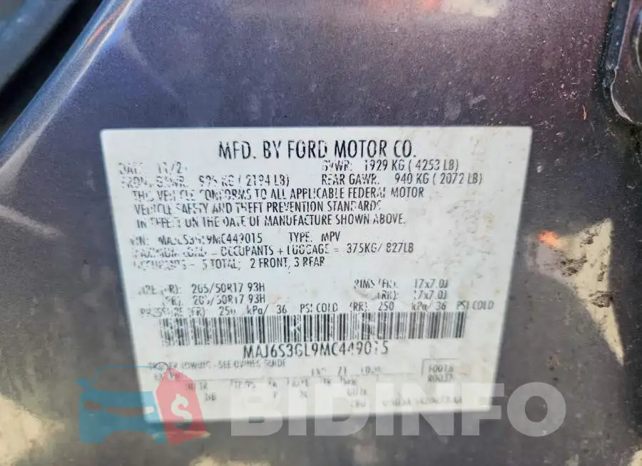 MAJ6S3GL9MC449015 Photo# 12