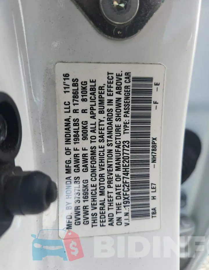 19XFC2F74HE207723 Photo# 12