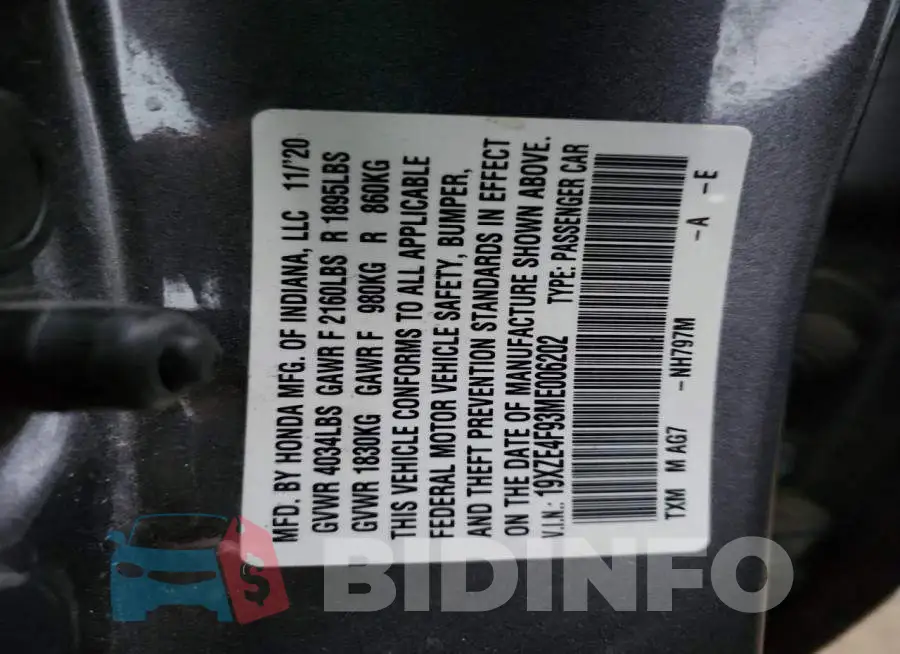 19XZE4F93ME006202 Photo# 12