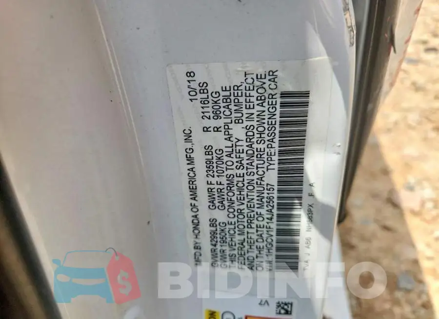 1HGCV1F14JA256157 Photo# 13