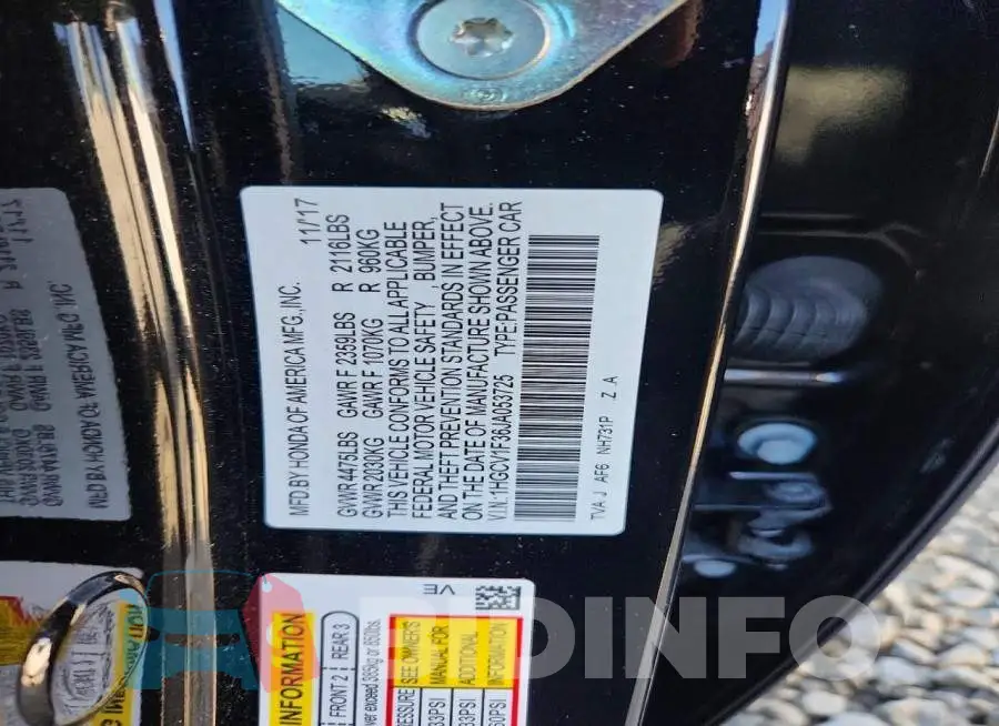1HGCV1F36JA053725 Photo# 12