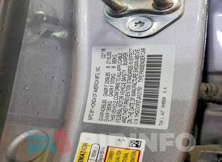 1HGCV1F57JA121791 Photo# 12